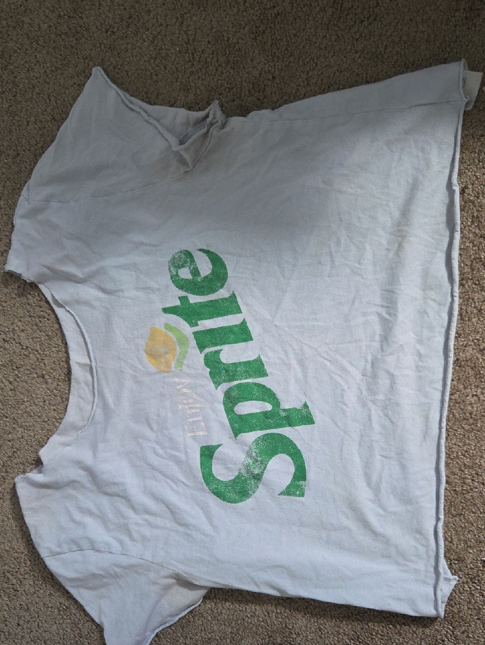 Sprite Logo Cropped Tee in White with Green and Yellow Print